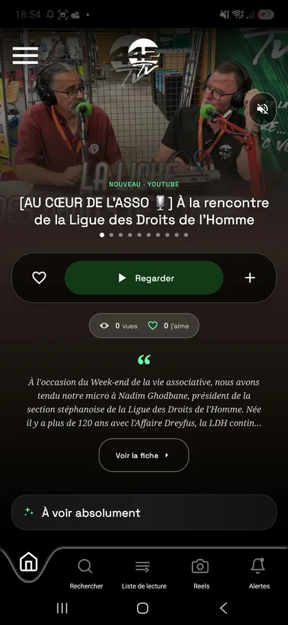 Écran de l’application 42TV