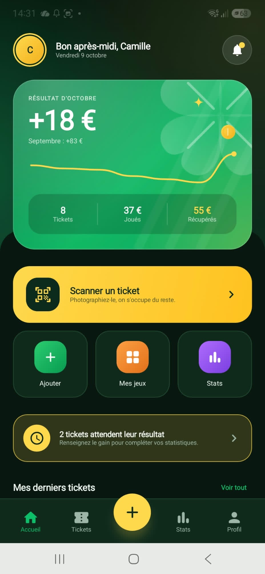 Écran de l’application Ça gratte