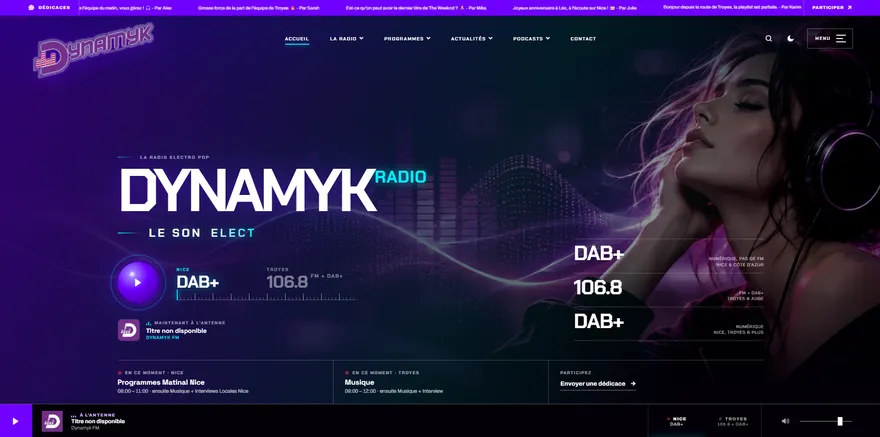 Site de Dynamyk FM, radio électro-pop
