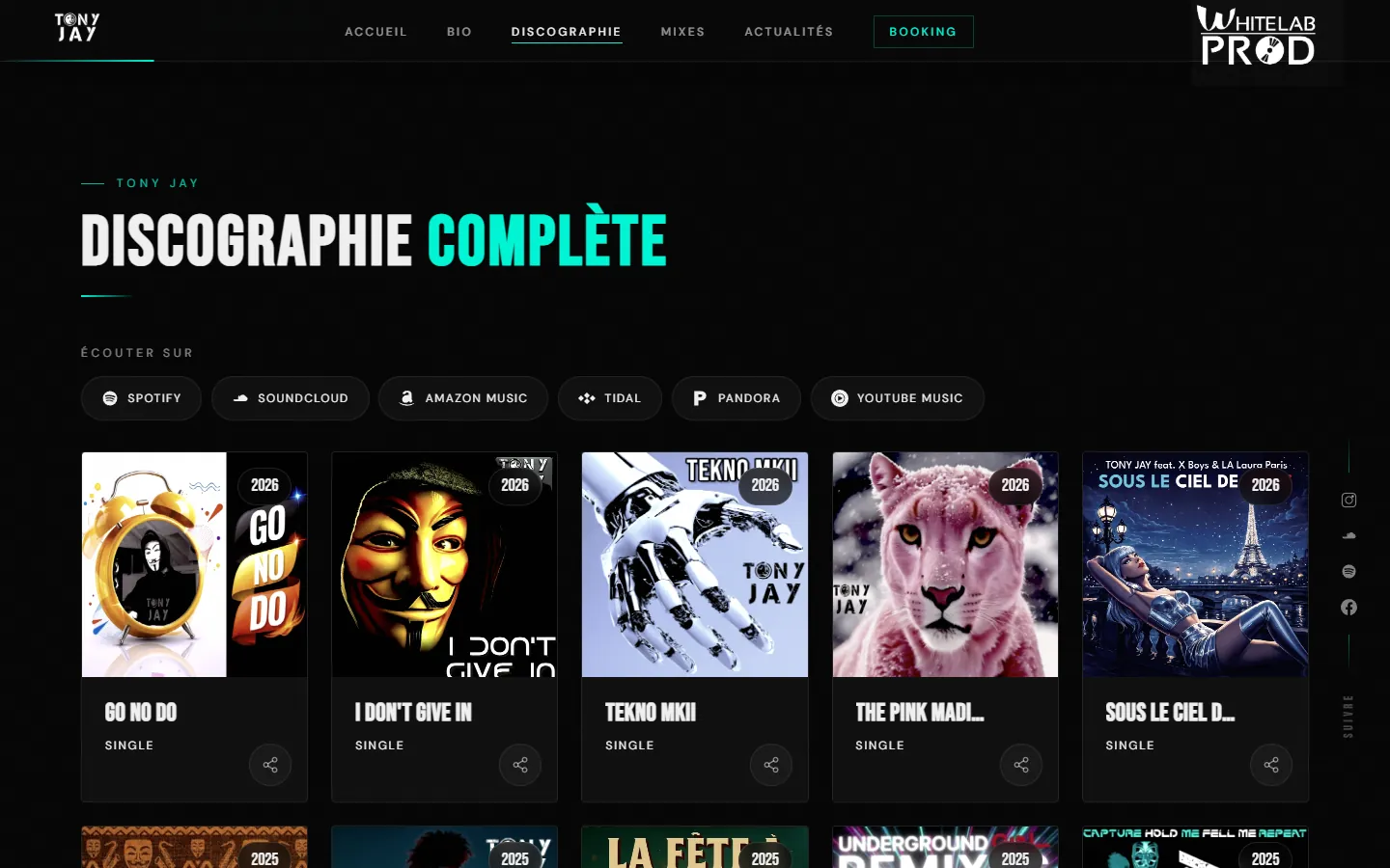 La discographie complète, écoutable directement sur le site