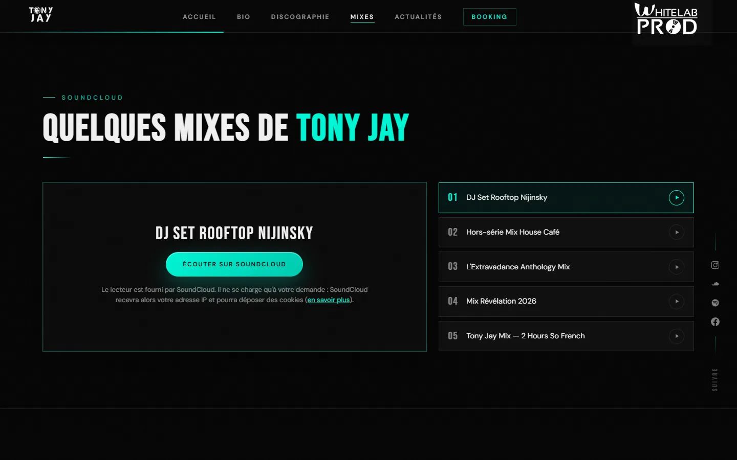 Les mixes SoundCloud, chargés uniquement à la demande