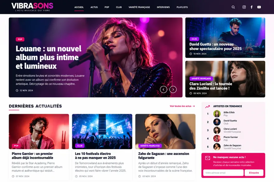 Site de Vibrasons, blog consacré à l’actualité musicale